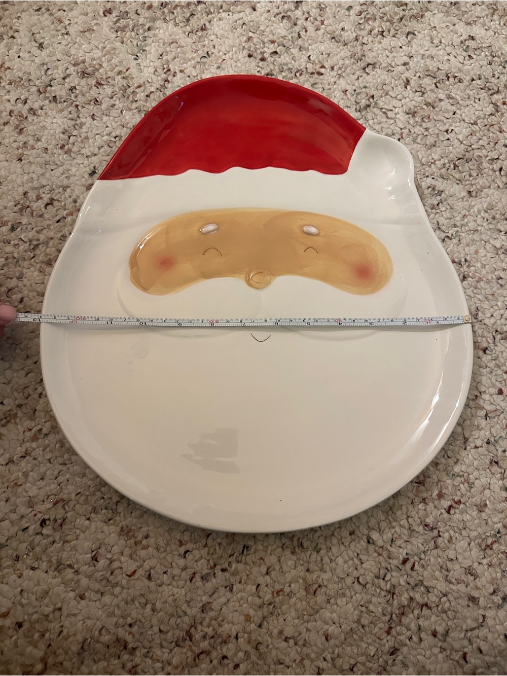 Home Essentials Red and Cream Santa Face Serving Platter